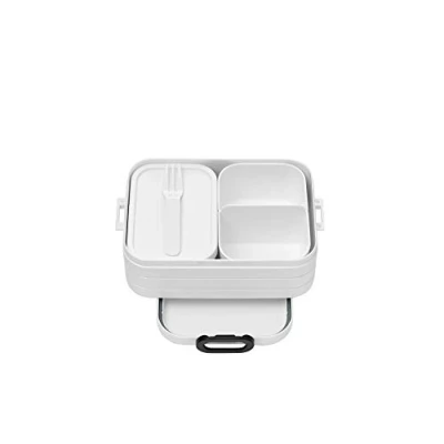 Abbildung von Mepal Bento Lunchbox Take A Break Midi Brotdose mit Box Meal Prep für Sandwiches, Kleine Snacks &amp; Reste Snack Mittagessen Essensbox Fächern 900 ml White