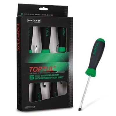 Abbildung von Schlitz Schraubendrehersatz TOPTUL 5Stk 3.0x75 3.5x100 4.0x100 5.5x100 6.5x150