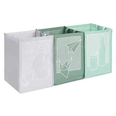 Abbildung von Navaris 3er Set Recycling Taschen für Glas Plastik und Papier 3fach Mülleimer Müllsortierer Mülltrennsystem Behälter Mülltrennung