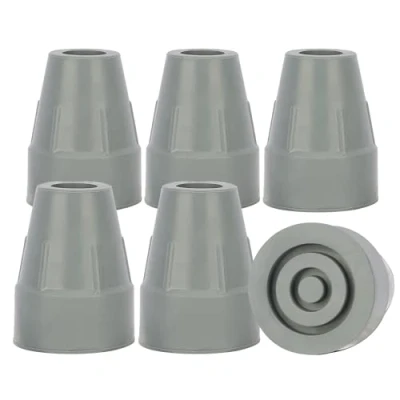 Abbildung von supregear 6er Pack Gummikrücken Tipps, 19 mm Krückenspitzen Robuste Extra Breite Basis rutschfeste Ersatz Krückenspitze für Gehstöcke Zusammenklappbares Zubehör, Grau