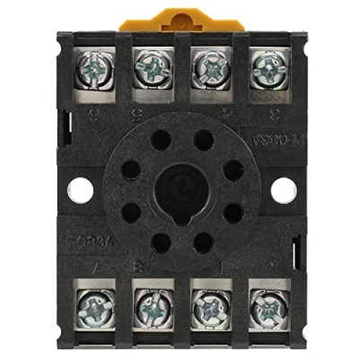 Abbildung von Micro Relay Sockel 8 runde Stifte Schraubklemmen Power Timer Halter Schienenmontage PF083A für Zeitrelais MK2P AH3