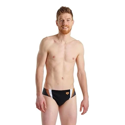 Abbildung von Arena FEEL Threefold BADE Badehose Slip, Herren, Größe: 8, Black asphalt white