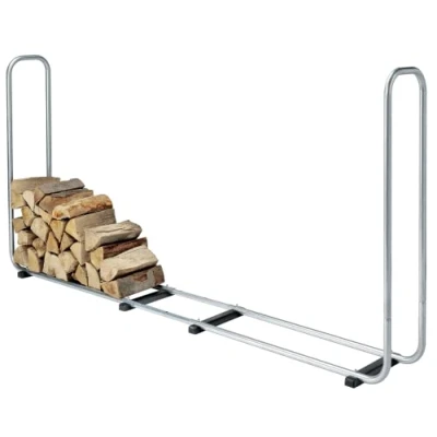 Abbildung von wolfcraft Stapelhilfe für Brennholz 5122000 / Verstellbare Kaminholzaufbewahrung den Außenbereich aus verzinktem Stahl Max. Volumen: 1,17 m3