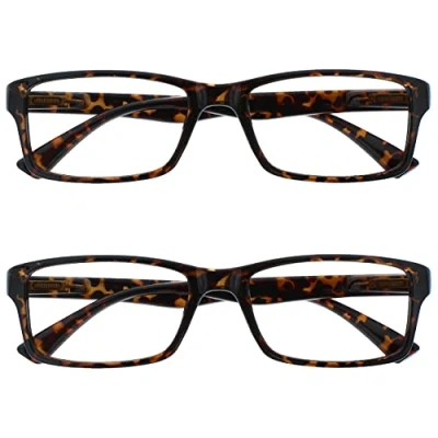 Abbildung von Die Lesebrille Unternehmen Braune Schildpatt Leser Wert 2er Pack Designer Stil Herren Damen Lesehilfe RR92 2 +1,00