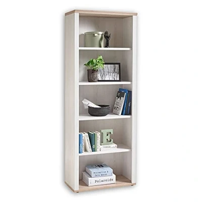 Abbildung von Stella Trading ROMANCE Regal in Sibiu Lärche Optik, San Remo Modernes Bücherregal mit 5 offenen Fächern Vielseitiges Büro Aktenregal Standregal viel Stauraum 76 x 202 38 cm (B/H/T)