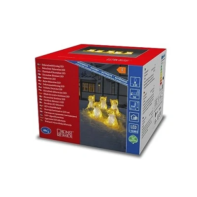 Abbildung von Konstsmide LED Acryl Füchse sitzend, 5 er Set, 40 kalt weiße Dioden, 24V Außentrafo (IP44), 0, 8W, weißes Kabel 6233 203, Klar
