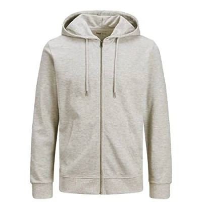 Abbildung von JACK &amp; JONES Herren JJEBASIC Sweat Zip Hood, White Melange/REG, M