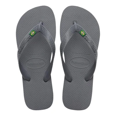 Abbildung von Havaianas Top Brasil, Bequeme, Robuste und Leichte Badelatschen, mit Rutschfesten Sohlen, Brasilien Flagge auf den Riemen, Unisex Erwachsene, Steel Grey, 42.5 EU