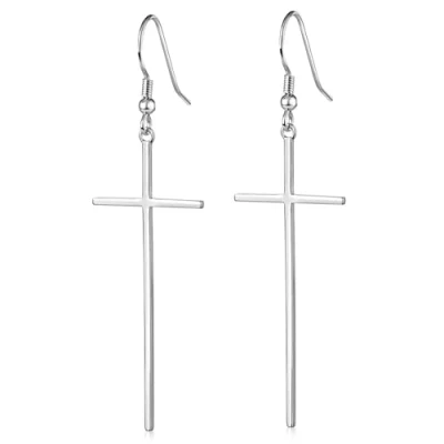 Abbildung von Materia Ohrhänger Silber 925 Kreuz Damen Ohrringe lang 20x59mm rhodiniert SO 265