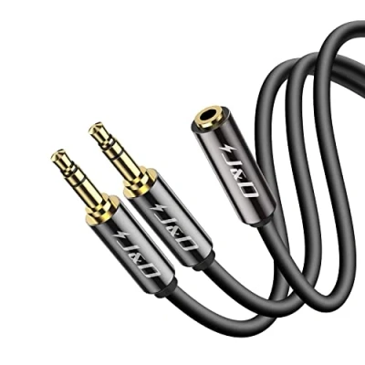 Abbildung von J&amp;D 3,5 mm auf 2 X Kabel, Vergoldetes Kupfergehäuse TRS Buchse Stecker Y Splitter Stereo Audio Adapterkabel, Nur zum Umschalten Geeignet, 0,2 m