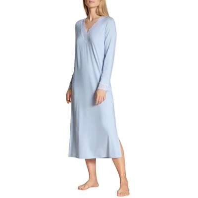 Abbildung von CALIDA Elegant Dreams Langarm Nachthemd Damen, Länge 120cm, mit Spitzendetails, weich &amp; fließend