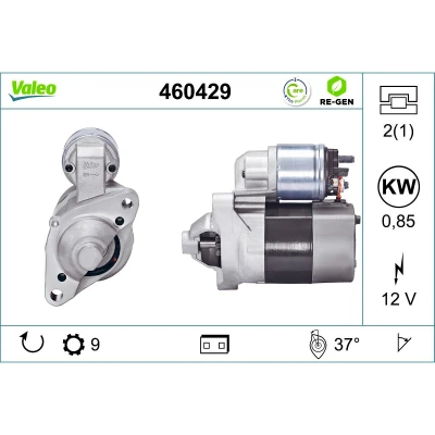 Abbildung von VALEO 460429 Anlasser 12 0,8 9 RENAULT: CLIO 2, Modus / Grand Modus, 3, DACIA: SANDERO I, 2