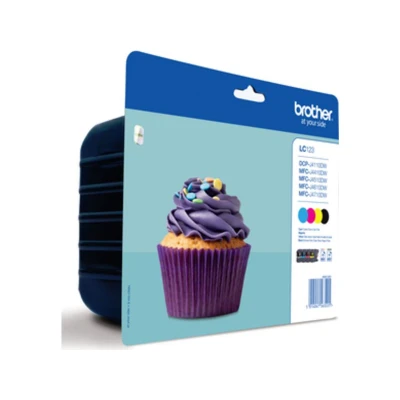 Abbildung von Brother Tinte LC 123 Original Kombi Pack Schwarz, Cyan, Magenta, Gelb LC123VALBPDR, Multipack, Standard