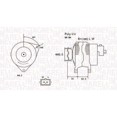 Abbildung von MAGNETI MARELLI 063731317010 Lichtmaschine 12V 95A FORD: Transit Mk4 Platform/Chassis