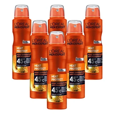 Abbildung von L&#039;Oréal Men Expert Körperpflege, Wirksames Deospray für Männer, Ideal bei hohen Temperaturen bis zu 45C, Heat Protection, 6 x 150 ml