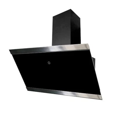 Abbildung von Dunstabzugshaube 90 cm kopffreie Schräghaube Glas schwarz Touch Respekta