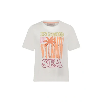 Abbildung von Cartoon MIT Rundhalsausschnitt Tshirt print, Damen, Größe: 46, Patch cream pink