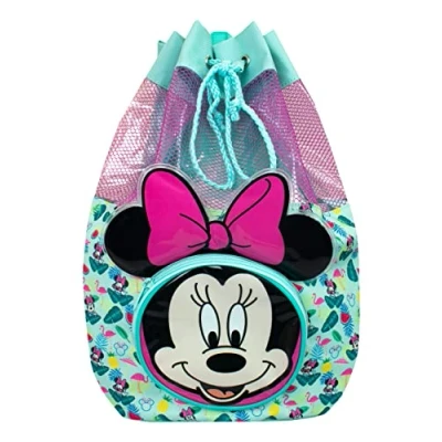 Abbildung von Disney Minnie Mouse Schwimmtasche Kinderrucksack Mädchen Mit 3D Maus Ohren Badetasche Eine Größe Blau