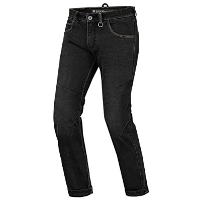 Abbildung von SHIMA DEVON Motorradjeans Belüftete Elastische Slim Fit Biker Motorradhose mit FiberQL Verstärkungen, Knie und Hüftprotektoren (Schwarz, 34 LONG)