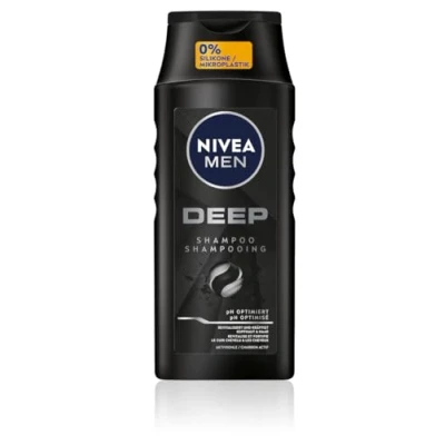 Abbildung von NIVEA MEN Deep Shampoo, Shampoo gegen fettige Haare mit Aktivkohle, revitalisierendes Männer für ein langanhaltendes Frischegefühl, veganes Tiefenreinigung (250 ml)