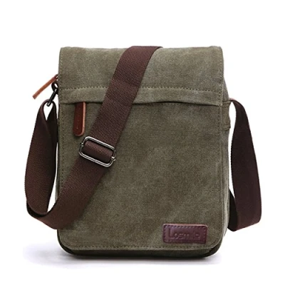 Abbildung von LOSMILE Herren Umhängetaschen, Leinwand Schultertaschen, Laptoptasche,Schulranzen, für Schule und Arbeits,für Männer Frauen. (M grün)