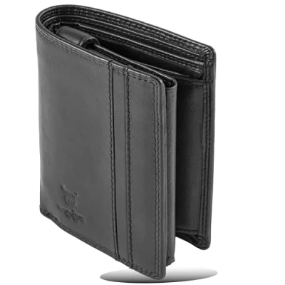 Abbildung von MATADOR Geldbörse Herren Geldbeutel Leder mit RFID Schutz Portmonee Portemonnaie Brieftasche Nappa Schwarz