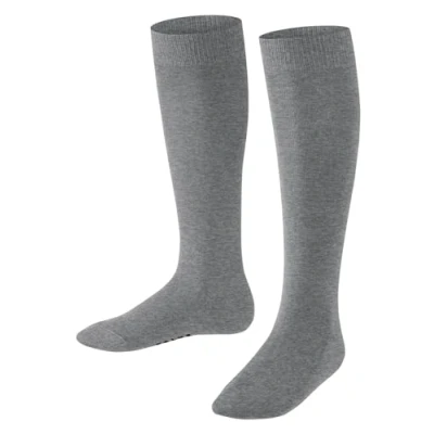 Abbildung von FALKE Unisex Kinder Kniestrümpfe Family K KH nachhaltige biologische Baumwolle lang einfarbig 1 Paar, Grau (Light Grey Melange 3390) neu umweltfreundlich, 19 22