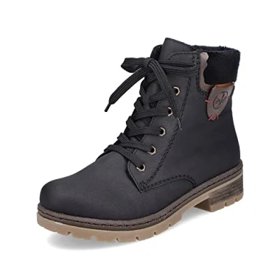 Abbildung von Rieker Damen Schnürstiefeletten Y7418, Frauen Stiefeletten,Chukka Boots,schnürboots,Boots,Stiefel,Bootee,Booties,schwarz (00),42 EU / 8 UK