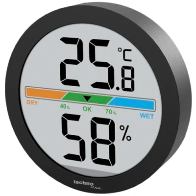 Abbildung von WS9418 Mini Thermo Hygrometer, Raumklimastation mit Temperatur, Luftfeuchte und farbige Raumkomfortanzeige, 6cm