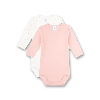 Abbildung von Sanetta Body Kurzarm (Doppelpack) Weiß und Rosa Ringel Hochwertiger nachhaltiger für Mädchen aus Bio Baumwolle. Inhalt: 2er Set Baby 056