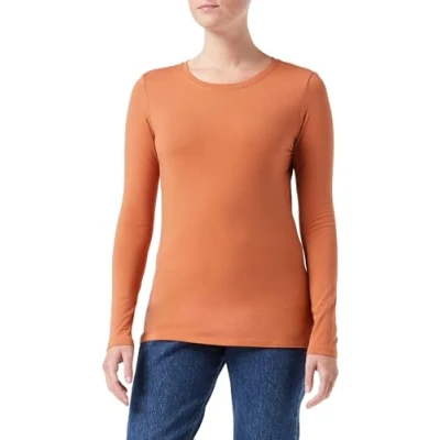 Abbildung von Amazon Essentials Damen Langärmeliges T Shirt mit Rundhalsausschnitt, Klassischer Schnitt (Erhältlich in Übergröße), Karamell, S