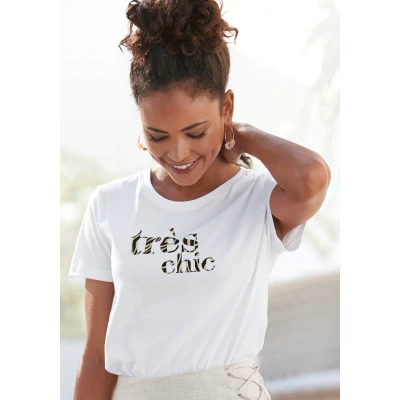 Abbildung von Lascana Tshirt print, Damen, Größe: 32/34, Weiß
