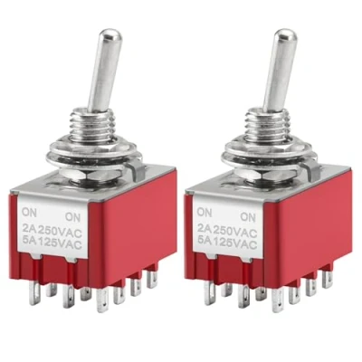 Abbildung von Heschen Miniatur Kippschalter MTS 402 ON 4PDT 12 polig, 2A 250V, 5A 120V, 2 Stück