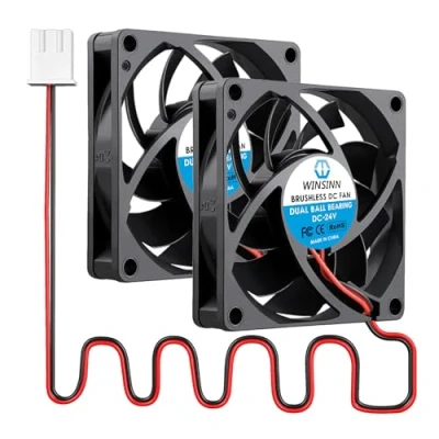 Abbildung von WINSINN DC 70mm Lüfter 24V 7015 Doppelkugellager 24 Volt bürstenlose Kühlung 70x15mm 2PIN (2er Pack)