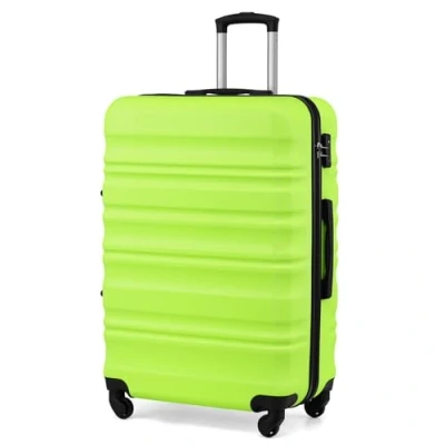 Abbildung von COOLIFE Hartschalen Koffer Trolley Rollkoffer Reisekoffer mit TSA Schloss und 4 Rollen (Grün, Großer Koffer)