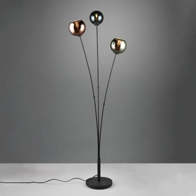 Abbildung von TRIO Leuchten Stehlampe »SHELDON, Stehleuchte 3 flammig exkl 3x E14 max 10W mit Fußschalter«, flammig, Leuchtmittel wechselbar, dreiarmige Standleuchte bunten Glasschirmen Wohnzimmer