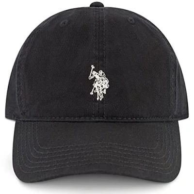 Abbildung von U.S. Polo Assn. Herren US Assn Baumwolle, verstellbar, Gebogene Krempe, mit gesticktem kleinen Pony Logo Baseballkappe, Schwarz, Einheitsgröße