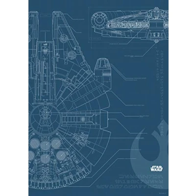 Abbildung von Komar Wandbild Star Wars Blueprint Falcon Kinderzimmer, Jugendzimmer, Dekoration, Kunstdruck ohne Rahmen WB176 30x40 Größe: 30 x 40 cm (Breite Höhe), Bunt