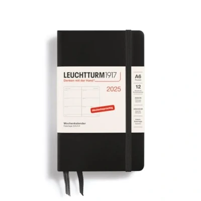 Abbildung von LEUCHTTURM1917 370549 Wochenkalender 2025, Pocket A6 Hardcover 12 Monats Planer, 80 g, liniert Schwarz