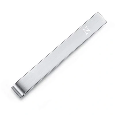 Abbildung von HONEY BEAR 5.4cm Herren Briefe Initialen Krawattennadel Krawattenklammer für Normale Krawatte Edelstahl Tie Clip，Gebürstetes Silber (G)