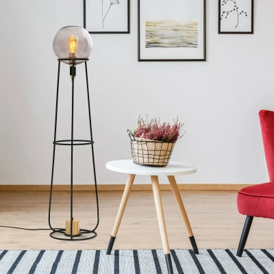 Abbildung von näve Stehlampe »Stelo«, 1 flammig, Leuchtmittel E27 wechselbar, excl.1x max. 40W,Gesamt: h: 128,5cm,glass (smoke) Colour: black