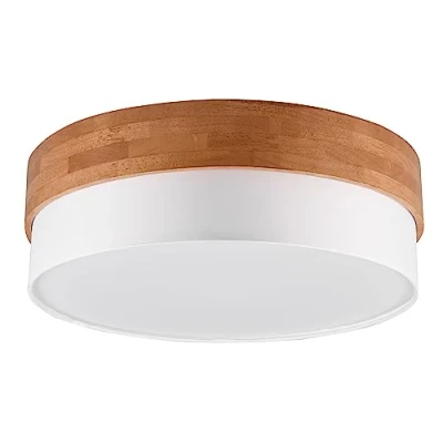 Abbildung von Trio Leuchten Deckenleuchte Seasons 611500301, Holz naturbelassen, Schirm Stoff weiß, exkl. 3x E27
