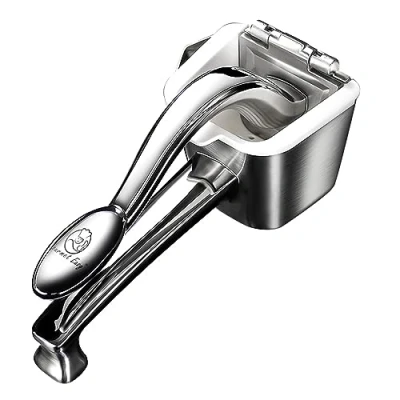 Abbildung von Saftpresse manuell als Zitronenpresse, Limettenpresse &amp; Orangenpresse geeignet Große Obst Handpresse aus 304 Edelstahl mit ergonomischem Griff Premium Fruchtpresse 5 Jahre Garantie
