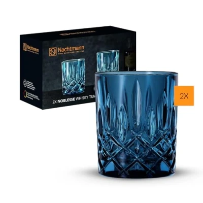Abbildung von Nachtmann 2 teiliges Whiskybecher Set, Blaue Whiskygläser, Kristallglas, 295 ml, Blue, Noblesse Vintage, 104243