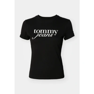 Abbildung von Tommy Jeans Essential LOGO TEE Tshirt print, Damen, Größe: 32, Black