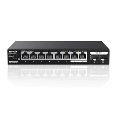 Abbildung von Tenda 2.5 Gbit Switch mit 8X 2.5G Ports &amp; 2X 10G SFP+ (VLAN, Statische Aggregation, Plug and Play, Unmanaged, Lüfterlos, Metallgehäuse) (TEM2010X)