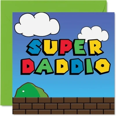 Abbildung von Stuff4 Super Vatertagskarten für Väter Daddio Geburtstagskarte von Tochter, Sohn, Kind, Kleinkind, Baby, 1. Vatertag, 145 mm x mm, Videospiel, Gamer, Papa, lustige Grußkarten