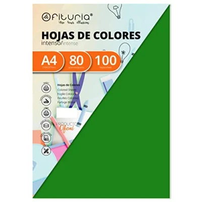 Abbildung von OFITURIA FAB 17108 Pack 100 Hojas Color Verde Oscuro Tamaño A4 80g