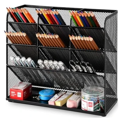 Abbildung von Marbrasse Netz Schreibtisch Organizer,Multifunktionaler Stiftehalter,Organizer Schreibtisch,Schreibtisch Organizer, Aufbewahrungs Regal für Schul und Heim Büro Bedarf (Schwarz)