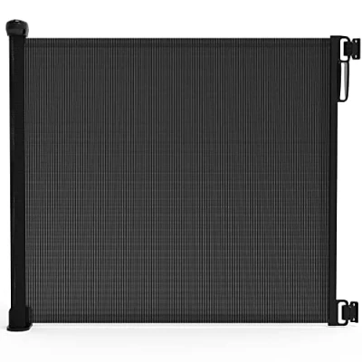 Abbildung von VOUNOT Treppenschutzgitter Ausziehbar Türschutzgitter Roll 0 180cm, Einziehbar Treppenschutzrollo für Hunde, Katzen, Schwarz